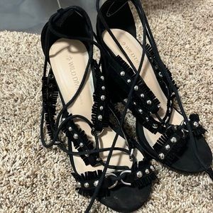 Black flared up heels